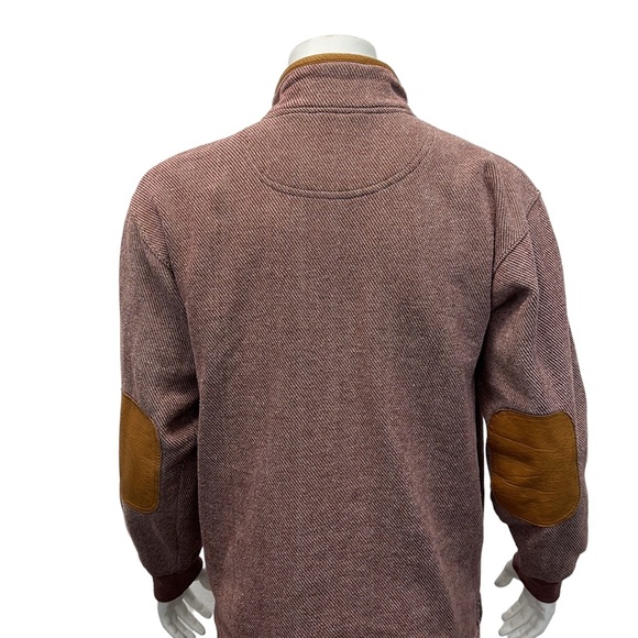ORVIS Rust Color Knit 1/4 Zip Leather Trim & Elbow Patches Pullover Jacket MD - Picture 8 of 12